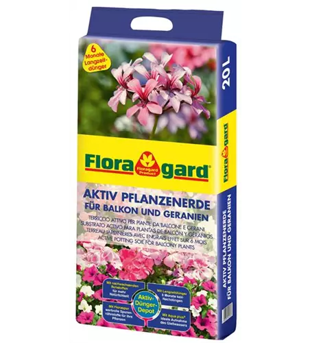 Floragard Aktiv Pflanzenerde für Balkon und Geranien